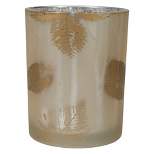 Northlight 5" Matte Gold and White Birch Flameless Glass Candle Holder