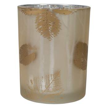 Northlight 5" Matte Gold and White Birch Flameless Glass Candle Holder