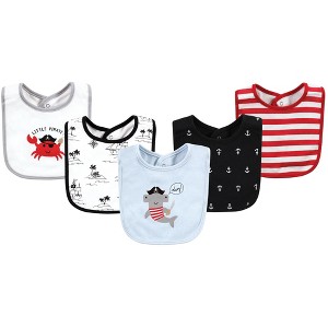 Hudson Baby Infant Boys Cotton Bibs, Pirate Shark, One Size - 1 of 4