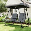 2-Person Patio Swing Chair w/Canopy, Outdoor Glider w/Cushions for Porch, Garden, Dark Grey - 4 of 4