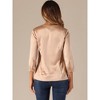 INSPIRE CHIC Women's V Neck 3/4 Sleeve Casual Office Work Satin Blouses - 4 of 4