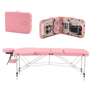YOUNIKE Adjustable Massage Bed Professional Aluminum Alloy 3 Folding Lash Table with Armrests Portable Facial Spa Tattoo Bed - 1 of 4