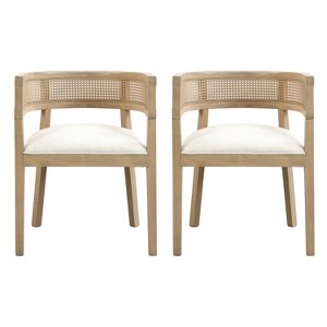 Christopher Knight Home Cinnabar 19.75" Seat Height Upholstered Rubberwood Tub Dining Chairs with Cane Back(Set of 2) - 1 of 4