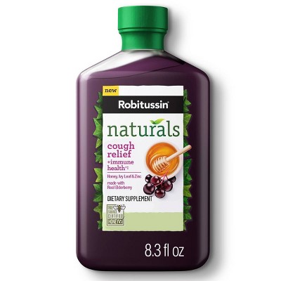 Robitussin Naturals Cough Relief & Immune Health Syrup - Honey, Ivy Leaf & Zinc with Real Elderberry - 8.3 fl oz