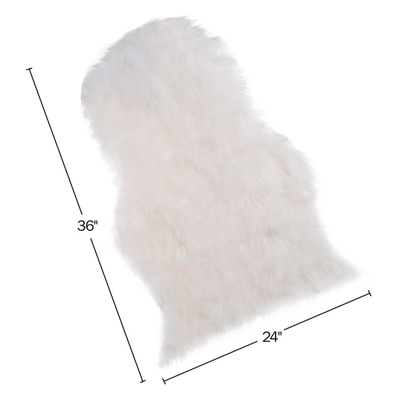 Hastings Home Faux Sheepskin Fur Rug (2x3 feet, White), 2 of 8