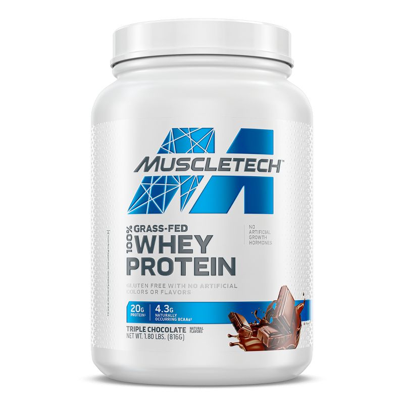MuscleTech Grass Fed 100% Whey Protein Powder - Triple Chocolate - 28.8oz, 1 of 6