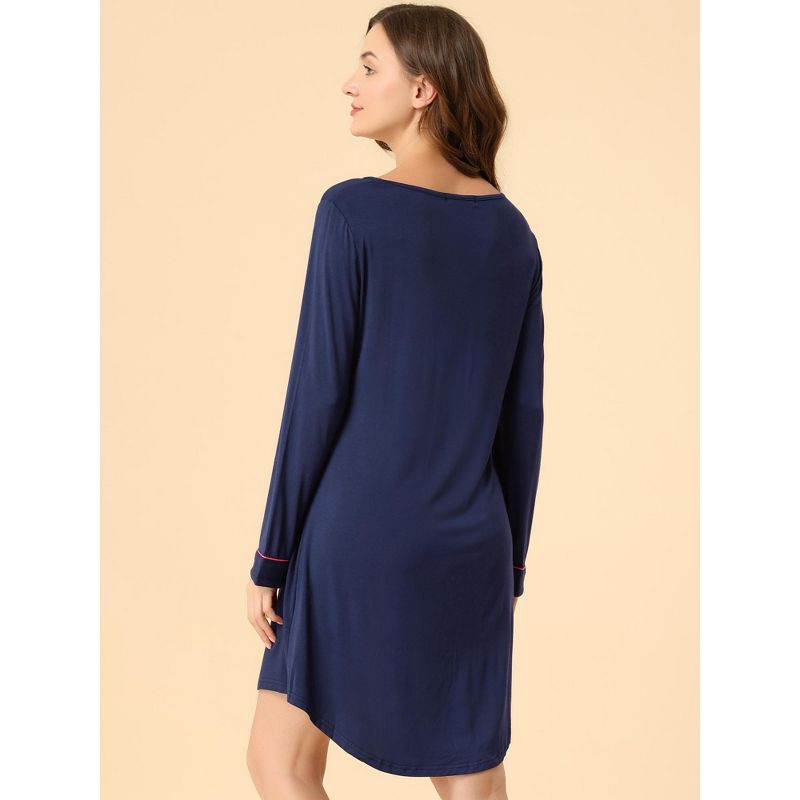 Allegra K Women's Soft Long Sleeve Mini Lounge Dress Nightgown, 5 of 7