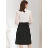 Allegra K Women's Plaid Tweed High Waist Button Decor Shiny Business Elegant Midi Skirt - 4 of 4