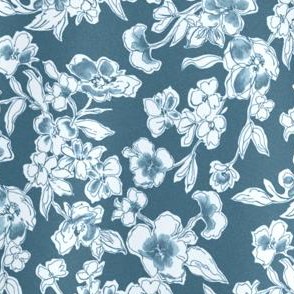 indigo outline floral