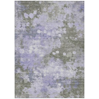 Lavender And Taupe Abstract Washable Indoor Outdoor Area Rug
