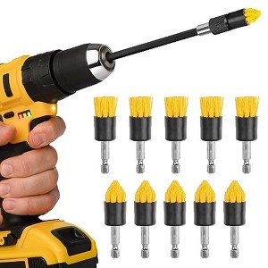Impresa [10 Pack] 3/4 W Drill Brush Attachment & 6 Extender, 5 Tapered & 5 Flat, Drill Attachments for Cleaning, 5/8"L - 1 of 4