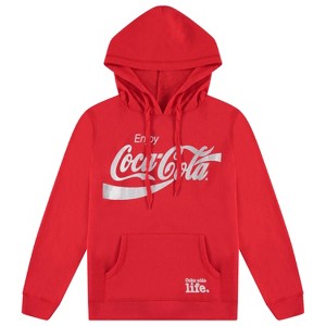 Ladies Coca Cola Fashion Shirt - Coke Classic Logo Fleece Hoodie - 1 of 1