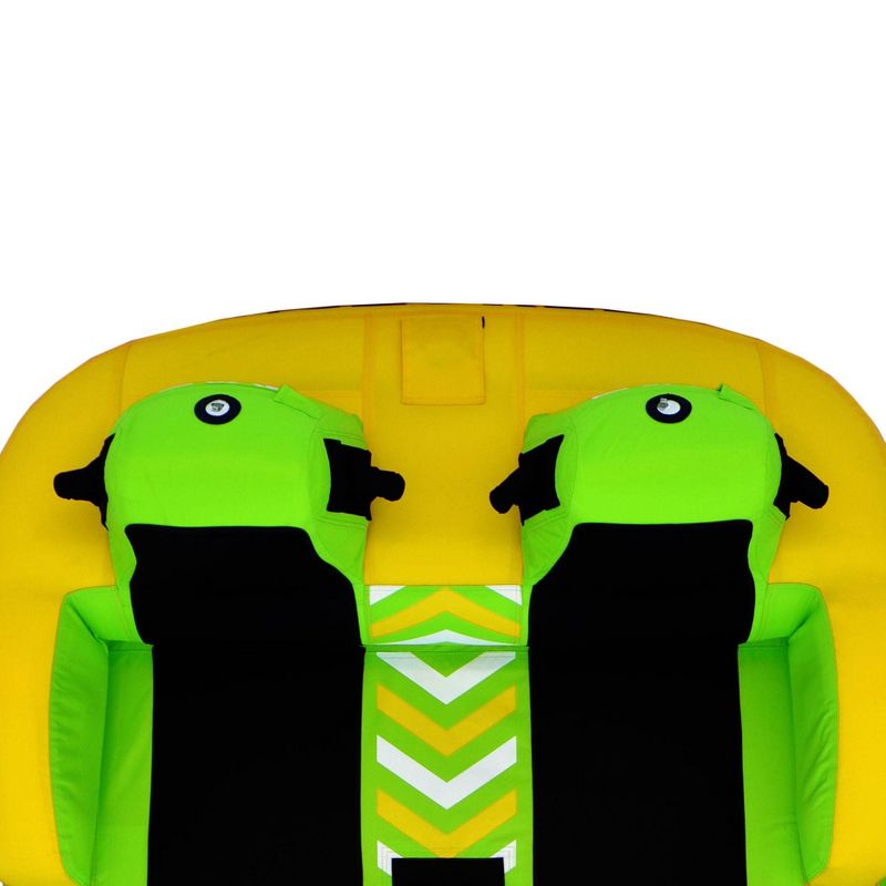 RAVE Sports Stoked 75 Inch Seated Inflatable Towable Double Water Sports Boat Lake Tube with Seats, Handles, and Quick Connect Tow Points, Green, 3 of 7