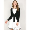 INSPIRE CHIC Women's Tie Front Long Sleeve Crop Ruffle Knit Cardigan Sweaters - 3 of 4
