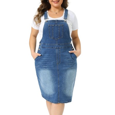 white christmas dresses Jimena Plus Size Denim Dungaree Dress– Hello Curve
