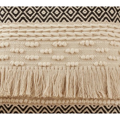 Natural Multi-Textured Moroccan Cotton Square Throw Pillow
