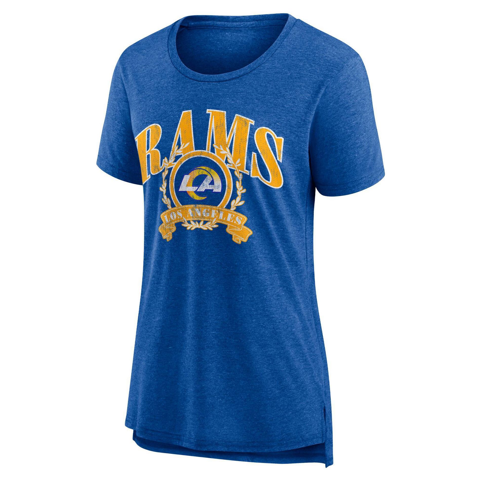 NFL Los Angeles Rams Women's Heather Short Sleeve Tri-Blend T-Shirt - L