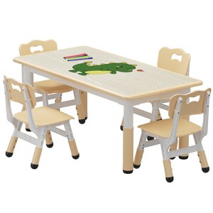 Coucheta Kids Table & Chair Set w/ Height Adjustment for Ages 2-10, 4-Piece Set with Graffiti-Proof Surface &Non-Slip Legs for Daycare Classroom Home - 1 of 4