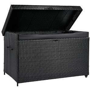 Fontoi Utility Storage Bins, Wicker Box with Wheels, Rattan Storage Bin for Outdoor Cushions Garden Tools, Gray, 27.6"*33.5"*58.7" - 1 of 4
