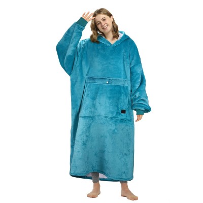 Women's Fleece Blanket Hoodied Oversized Sweatshirt, Warm Cozy Fuzzy Wearable Flannel Blanket Women, One Size Fits All - Catalonia