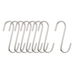 Unique Bargains Steel Extra Long Garden Bathroom Kitchen S Shape Hooks and Hangers 8 Pcs - 1 of 4