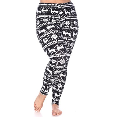 Women's Plus Size Printed Leggings - One Size Fits Most Plus - White Mark