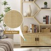 APRILSOUL Natural Rattan Bookshelf 7 Tiers Bookcases Storage Rack with Cabinet for Living Room Home Office - 3 of 4