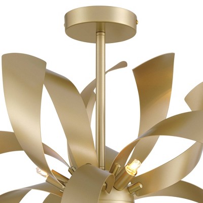 Modern Gold Twisted Metal Semi Flush Mount LED Ceiling Light