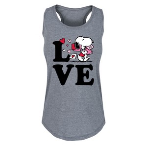 Women's - Peanuts - Love Snoopy Graphic Racerback Tank - 1 of 4