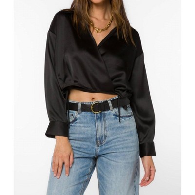 Women's JADEN BLOUSE SATIN CROP - Velvet Heart