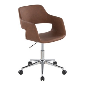 TiramisuBest Contemporary Brown Faux Leather Task Chair: Adjustable, Swivel, Cushioned, Chrome Base - 1 of 4