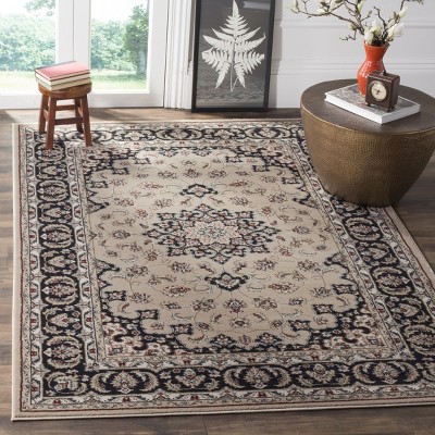 Lyndhurst 6' x 9' Cream and Anthracite Synthetic Area Rug