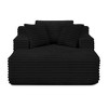 Vynxaria Compressed Chaise Lounge Sofa Bed - Black Fluffy Corduroy, Deep Seat, Full Foam Filling, No Assembly Required for Living Room - 2 of 4
