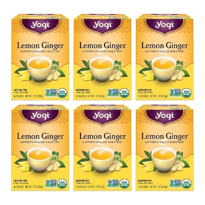 Yogi Tea - Lemon Ginger 6 Pack- Supports Healthy Digestion - 96 Tea Bags