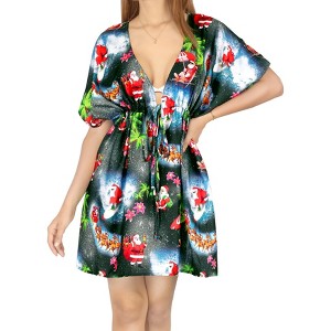 LA LEELA Women's Beachwear Swimsuit Coverups for Women Bathing Suit Christmas Dresses Mini Swim Beach Cover Ups for XL-XXL Black - 1 of 4