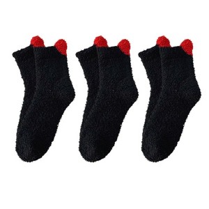 Anna-Kaci Women's 3 Pairs Coral Fleece Home Sleep Socks Warm Plush Indoor Cozy Socks - 1 of 2