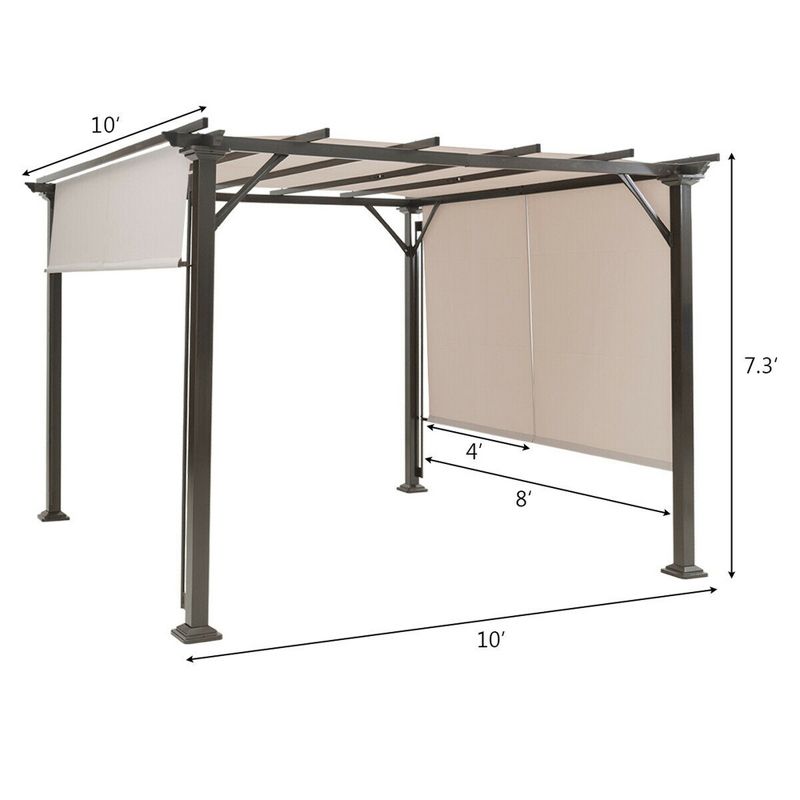 Costway 10' X 10' Pergola Kit Metal Frame Gazebo &Canopy Cover Patio Furniture Shelter, 2 of 13