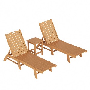 WestinTrends 3 Pieces Poly Outdoor Patio Chaise Lounge Chair with Side Table Set - 1 of 4