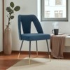 Mshliw Set of 2 Contemporary Velvet Upholstered Dining Chairs with Nailhead Trim and Gold-Tipped Black Metal Legs - 3 of 4