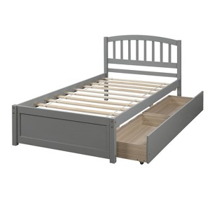 NicBex Twin Size Wood Platform Bed with 2 Drawers and Headboard for Adults/Boys/Girls - 1 of 4