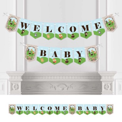 Big Dot of Happiness Woodland Creatures - Baby Shower Bunting Banner - Forest Friends Party Decorations - Welcome Baby