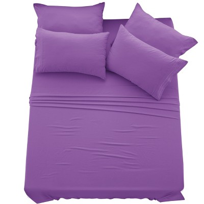 6 Piece Bed Sheet Set Ultra Soft Brushed Microfiber Solid Sheets with Pillow Cases - Lux Decor Collection