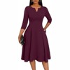 Clotth Women's Midi Dress - 3/4 Sleeve V Neck, A-Line Fit and Flare, Cocktail Wedding Guest Work Dress with Pockets - 2 of 4