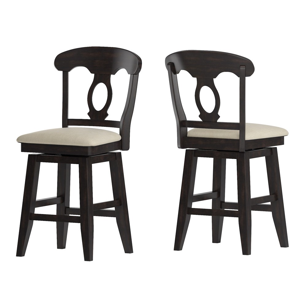 Photos - Chair Inspire Q 24" South Hill Napoleon Back Swivel Counter Height Barstool Black: Linen Upholstery, Rubberwood Frame, 250lb Capac