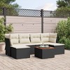 vidaXL Patio Sofa Set with Cushions Outdoor Furniture 7 Piece Poly Rattan - Black and Cream - 2 of 4