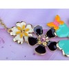 Alilang Gold Tone Multicolor Enamel Floral Statement Necklace with Pearl and Crystal Accents - 3 of 4
