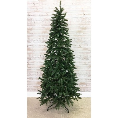 Slim Green Pine 90" Artificial Christmas Tree with Metal Stand