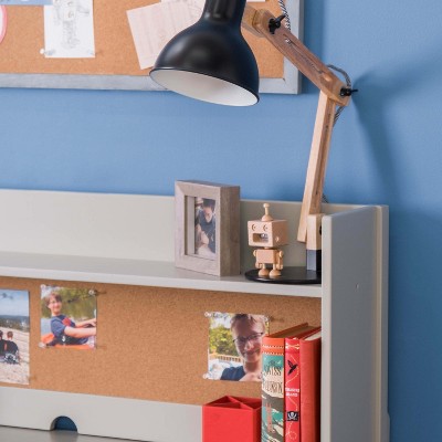 Gray Wooden Kids' Desk with Hutch and Chair Set