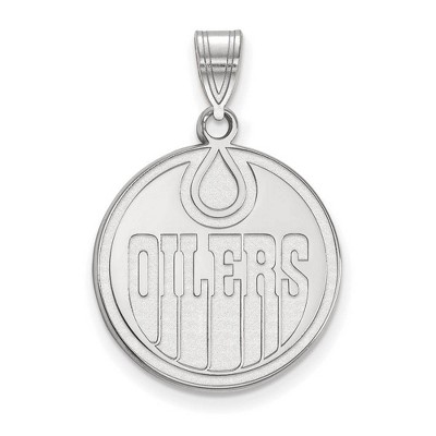 Black Bow Jewelry 10k White Gold Edmonton Oilers NHL Large Pendant
