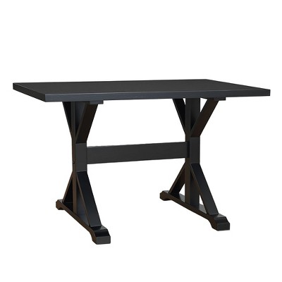 HomeRoots 48" Black Solid Wood Trestle Writing Desk
